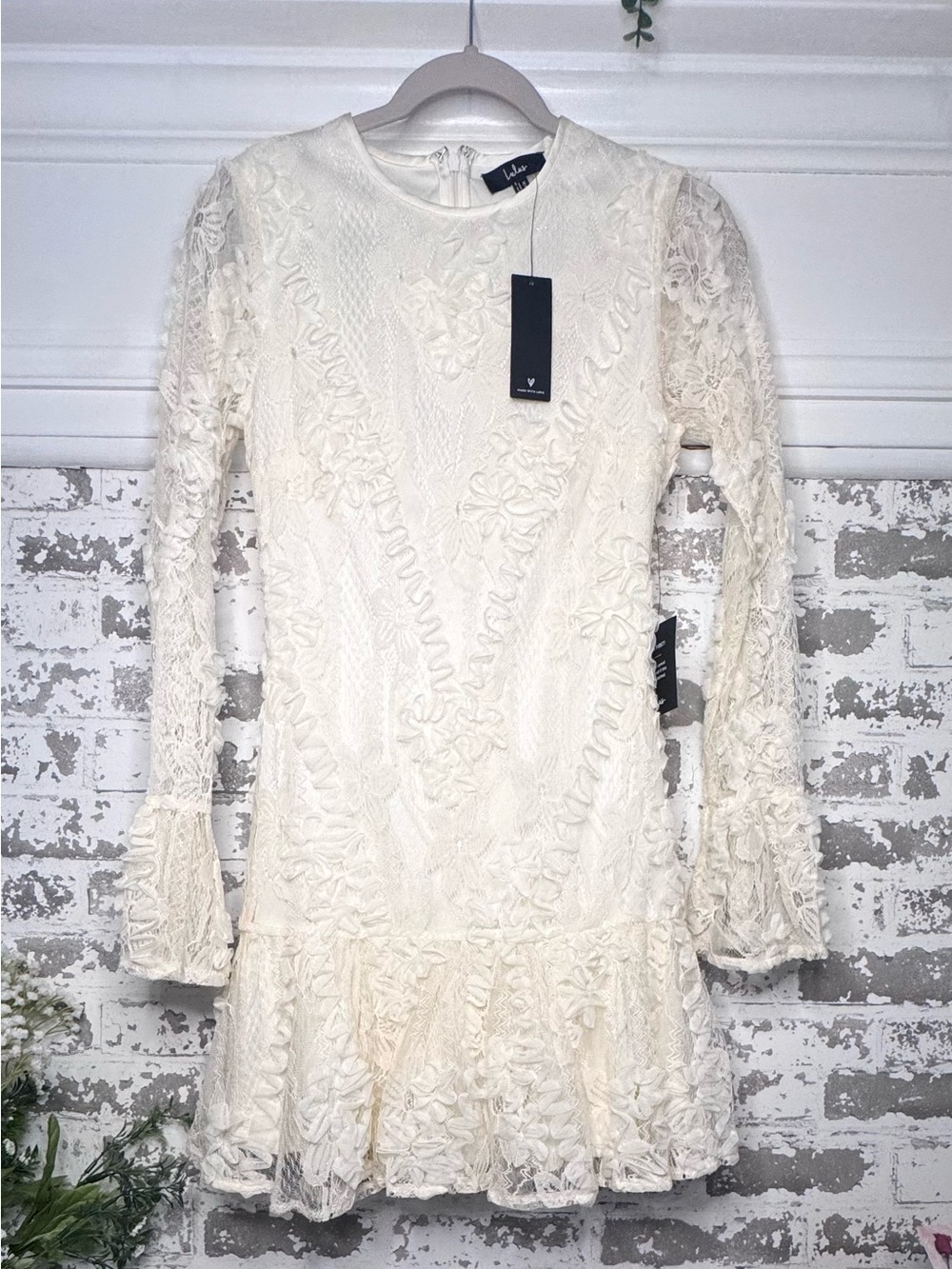 Lulus Ivory Floral Lace Mini Dress NWT Size XS Vintage Inspired